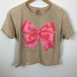 Day Break Pink Bow Crop Top Size Medium
